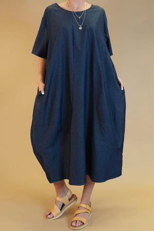 Made in Italy Ori X Stretch Denim Cocoon Dress /25 *pre order due approx 1 week